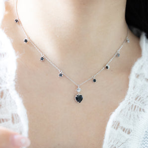 Posh Twinkle Silver Necklace - OBISDIAN