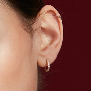 CELESTIAL｜Lavender Gold Huggie Earrings - White