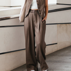 Linen Suit Vest & Double-strap Trousers Co-ord