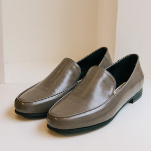 Shiny Olive Green Leather Loafers