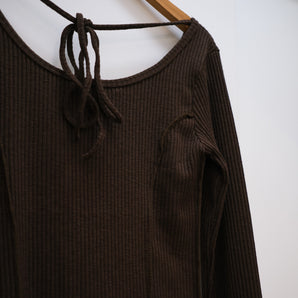 Tie-Up Button Cotton Long Sleeve Top