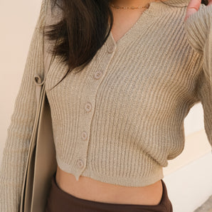 Short Tie-Front Knit Sweater