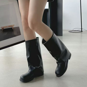 Wide-Calf Biker Boots