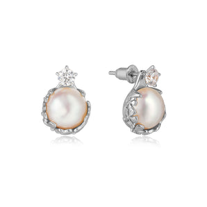 Pearl Blossom Silver Earrings