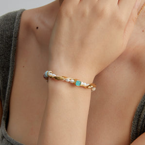 Ice Blue Crystal Pearl Bracelet