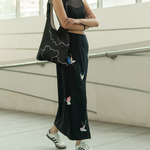 New Chinese Style High-Waisted Slit Sports Skirt