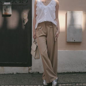 Belted Pocket Wide-Leg Pants