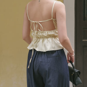 Light Yellow Tie-Front Camisole