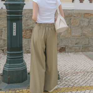 Belted Decorative Suit Wide-Leg Pants