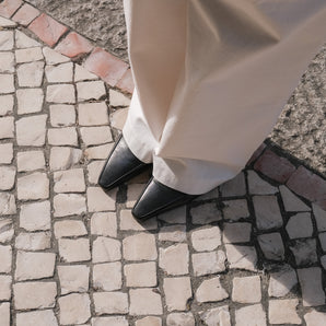 Pointed Square Toe Low Heel Loafers