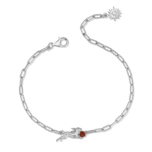 Garnet Silver Leaping Rabbit Bracelet