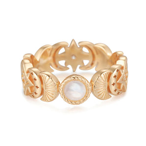 MOON PHASES｜Moonstone Gold Ring