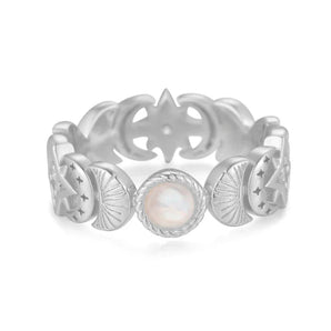 MOON PHASES｜Moonstone Silver Ring