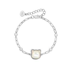 Chill with Meow Silver Bracelet