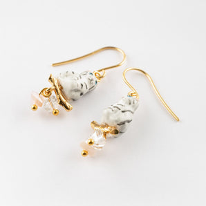 Tabby Kitten & Pearls Earrings